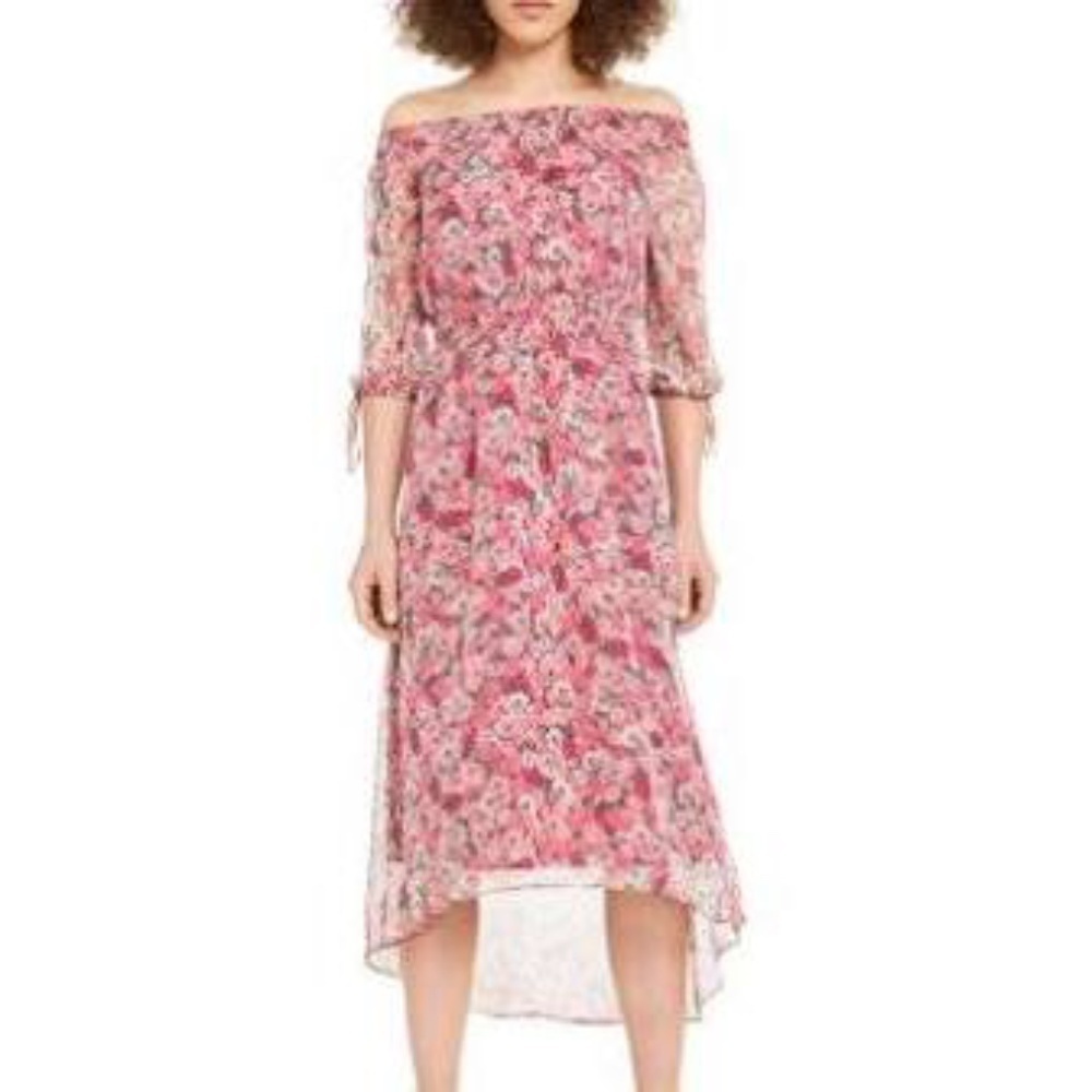 INC FLORAL PRINT HI-LOW MAXI DRESS